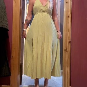 Elegant Light Green Halter Dress
